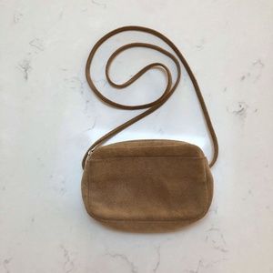 BAGGU mini tan/taupe suede crossbody
